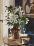 JOHN YARDLEY (B. 1933) - DAISIES AND COPPER - OIL ON BOARD