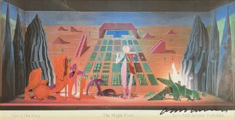 DAVID HOCKNEY - SIGNED COLOURED OFFSET LITHOGRAPH EXHIBITION POSTER