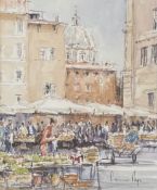 DENNIS PAGE (B. 1926) - CAMPO DEI FIORI, ROME - WATERCOLOUR