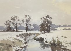 JOHN YARDLEY (B. 1933) - SHEEP IN THE SNOW - WATERCOLOUR ON PAPER