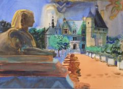 BOB RUDD RI (B. 1944) - CHATEAU CHENONCEAU, FRANCE - WATERCOLOUR