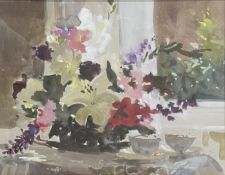 JOHN YARDLEY (B. 1933) - WISTERIA AND LILY - WATERCOLOUR ON PAPER