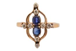 18CT GOLD SAPPHIRE & DIAMOND CROSS RING