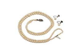 EARLY 20TH CENTURY TWIN STRING CULTURED PEARL NECKLACE