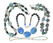COLLECTION OF GEM BEAD NECKLACES