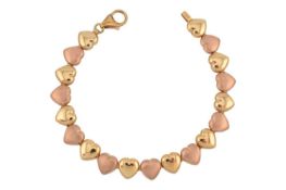 14CT ITALIAN GOLD BI-COLOUR HEART LINK BRACELET