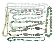 COLLECTION OF GEM BEAD NECKLACES