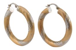 PAIR OF 14CT GOLD BI-COLOUR GOLD HOOP EARRINGS