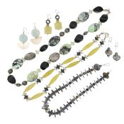 COLLECTION OF GEM BEAD NECKLACES & EARRINGS