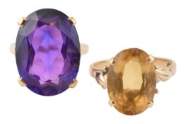 TWO GOLD GEM SET RINGS