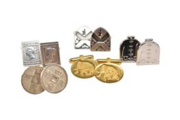 COLLECTION OF DESIGNER SILVER & WHITE METAL CUFFLINKS