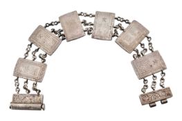 19TH CENTURY JAPANESE EDO PERIOD SILVER TENPO 1 BU GIN PANEL BRACELET