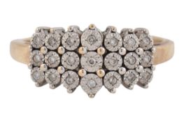 HALLMARKED 9CT GOLD & DIAMOND CLUSTER RING