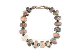 DANISH SILVER TURQUOISE & HARDSTONE BEAD NECKLACE