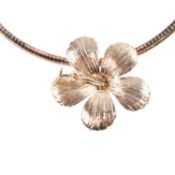 SILVER HIBISCUS FLOWER PENDANT NECKLACE