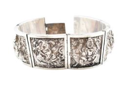 TIBETAN SILVER SIX PANEL DEITY BRACELET