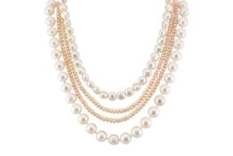 THREE CULTURED PEARL NECKLACES