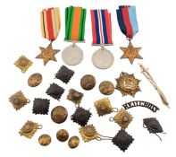 WWII SECOND WORLD WAR MEDAL GROUP & BADGES