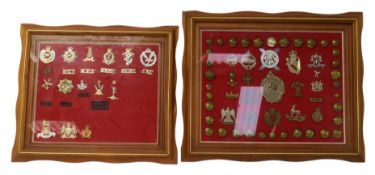COLLECTION OF MILITARY CAP BADGES FRAMED & GLAZED