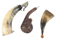 THREE 19TH CENTURY ANTIQUE POWDER FLAKS