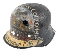 WWI FIRST WORLD WAR GERMAN M16 HELMET WITH SOMME ARTWORK