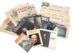 CHURCHILL - A COLLECTION OF ASSORTED NEWSPAPERS AND EPHEMERA ON CHURCHILL