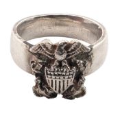 WWII SECOND WORLD WAR US NAVY FEMALE SILVER RING