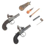 PAIR OF 19TH CENTURY FLINTLOCK DUELLING POCKET PISTOLS