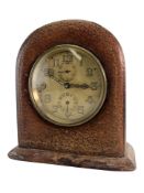 ART DECO LEATHER CASED ZENITH WATCH CO MANTEL CYLINDER CLOCK