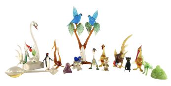 MIXED SELECTION OF 20TH CENTURY STUDIO ART GLASS ANIMALS