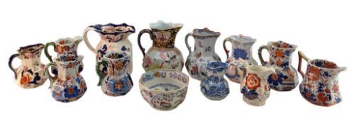 CIRCA 13 19TH CENTURY & LATER MASON'S IRONSTONE & OTHERS HYDRA JUGS