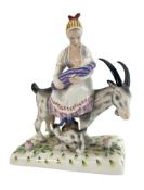HEREND CHINA - PORCELAIN FIGURE OF GOAT MOTHER & CHILD