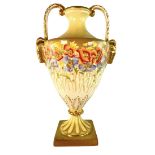 A LARGE 19TH CENTURY TWIN HANDLED CENTERPIECE VASE