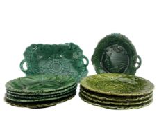 COLLECTION OF 19TH CENTURY CABBAGE MAJOLICA WARES