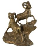 VICTORIAN 19TH CENTURY CAST BRASS MOUNTAIN GOAT RAMS FIGURINE