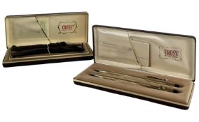 CASED CROSS 10KT ROLLED GOLD PEN SET WITH ANOTHER SET