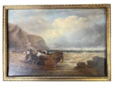 T. MAURICE ASH (19TH CENTURY) - OIL ON BOARD MARITIME LANDSCAPE PAINTING