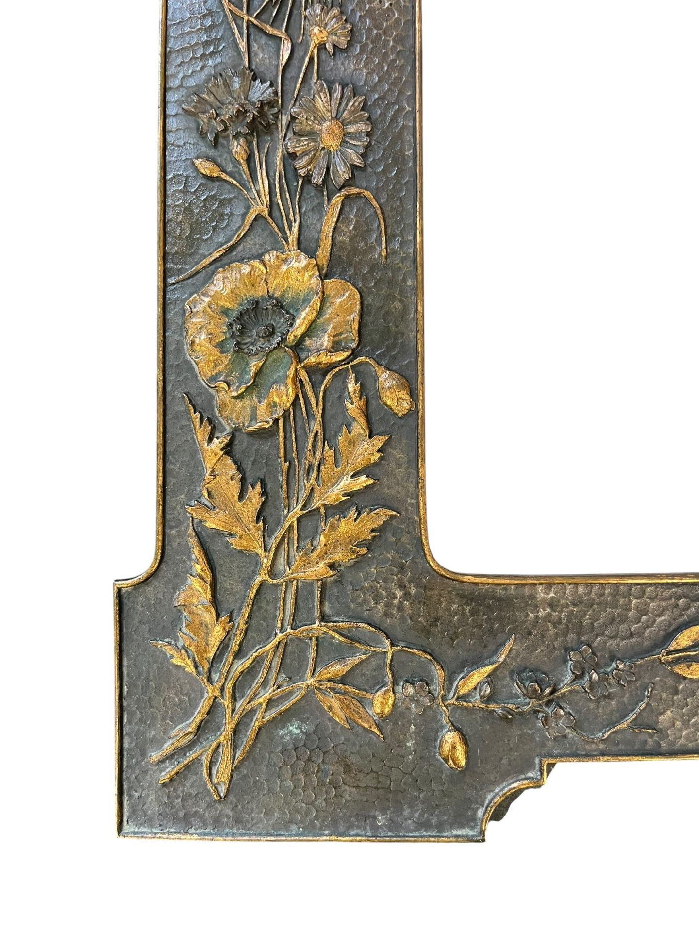 A 20TH CENTURY LIBRETY STYLE ART NOUVEAU BRASS DESK TABLE MIRROR - Image 3 of 6