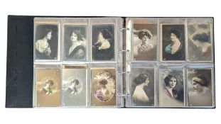 COLLECTION OF EARLY 20TH CENTURY DUTCH LADY PORTRAIT GREETING POSTCARDS