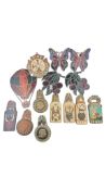 COLLECTION OF LATE 20TH CENTURY GREEK & EGYPTIAN BRASS W/ ENAMEL LETTER CLIPS