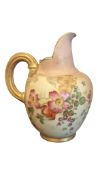 ROYAL WORCESTER - 19TH CENTURY IVORY BLUSH PORCELAIN HAND PAINTED JUG