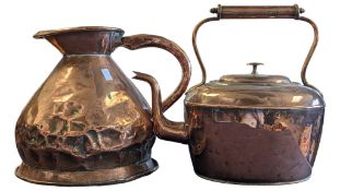 GEORGE III 19TH CENTURY ONE GALLON JUG TOGETHER WITH KETTLE