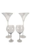 FOUR VINTAGE OVERSIZED DECORATIVE COCKTAIL / WINE GLASSES