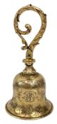 PAUL STORR - VICTORIAN ROCOCO HALLMARKED SILVER & GILT BELL 1838 LONDON