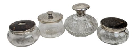 GEORGE V HALLMARKED SILVER & GLASS DRESSING TABLE VANITY PIECES