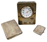 VICTORIAN / EDWARDIAN STERLING SILVER STAMP CASE & A SILVER MATCH VASE