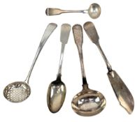 GEORGE III HALLMARKED SILVER SUGAR SIFTER SPOON / LADLE & OTHER FLATWARE