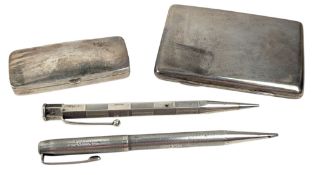 VICTORIAN HALLMARKED SILVER CIGARETTE CASE & OTHER SILVER ITEMS