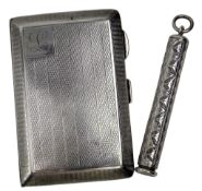 GEORGE V HALLMARKED SILVER CIGARETTE CASE & A 925 SILVER PROPELLING PEN