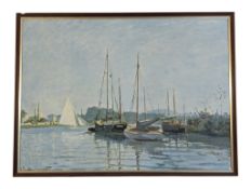 VINTAGE CLAUDE MONET RED BOATS AT ARGENTEUIL PRINT